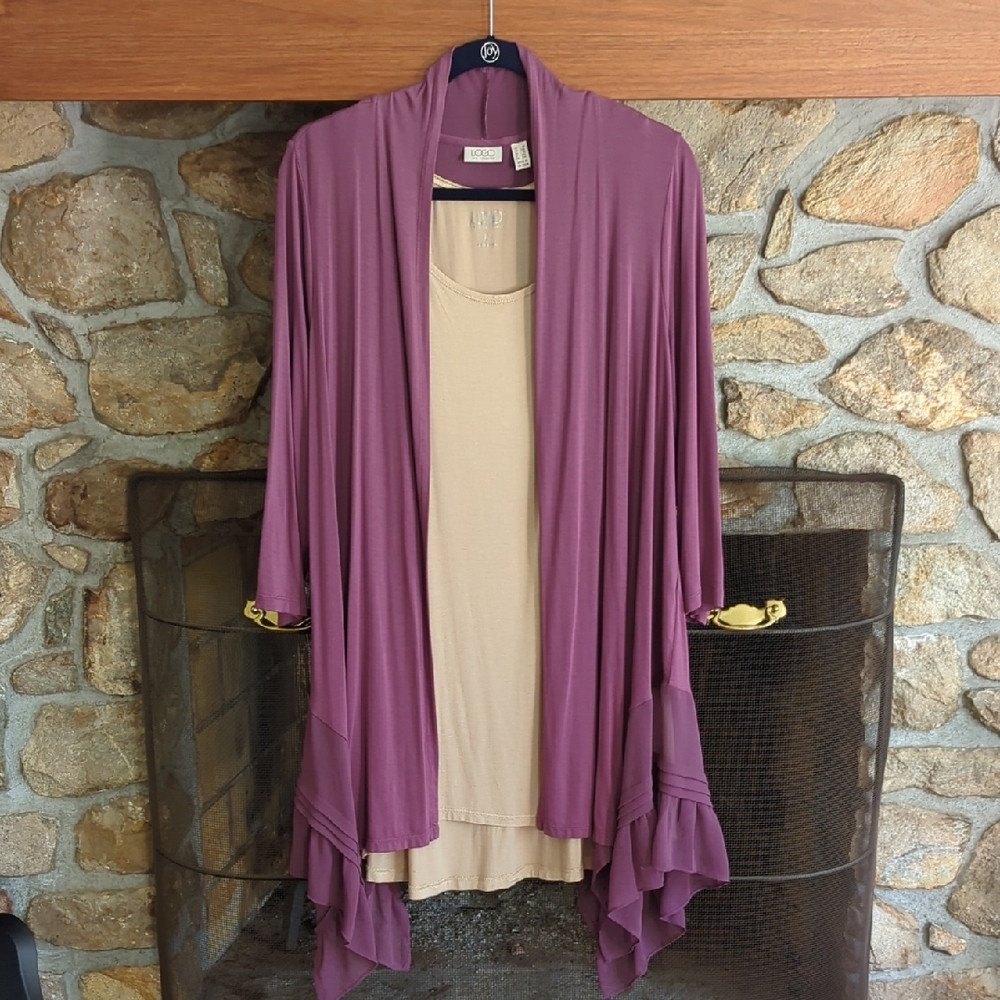 LOGO By Lori Goldstein Purple Jacket And Tank Set